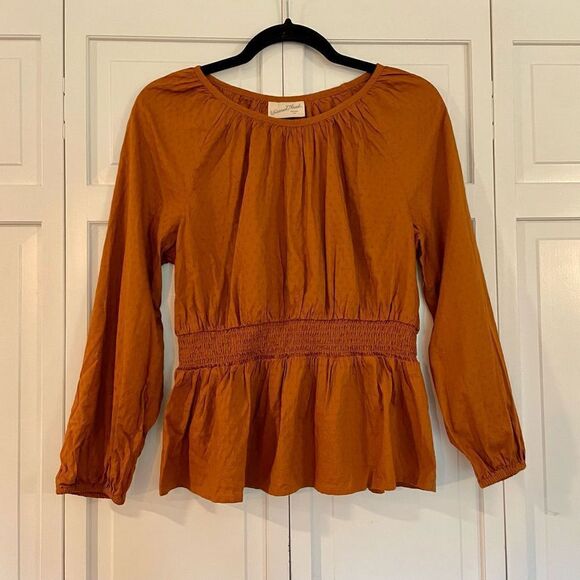 Universal threads NWT rusty orange smocked waist top small - Picture 4 of 11